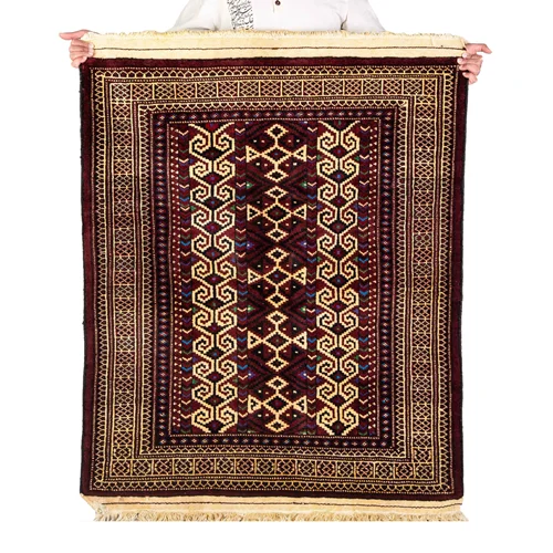 فرش  ترکمن محرمات دستبافت دلنشان، ابعاد:107×122
